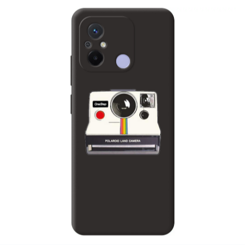Xiaomi Redmi 12C Polaroid land camera Black Colored Silicone TPU Θήκη