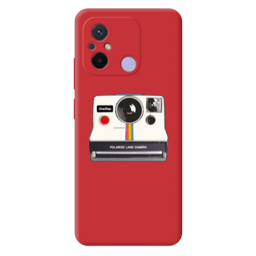 Xiaomi Redmi 12C Polaroid land camera Red Colored Silicone TPU Θήκη