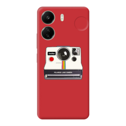 Xiaomi Redmi 13C Polaroid land camera Red Colored Silicone TPU Θήκη