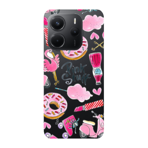 Xiaomi Redmi Note 14 pink stuff Transparent Silicone TPU Θήκη