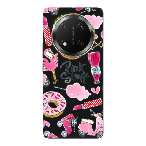 Honor Magic 7 Lite pink stuff Black Colored Silicone TPU Θήκη