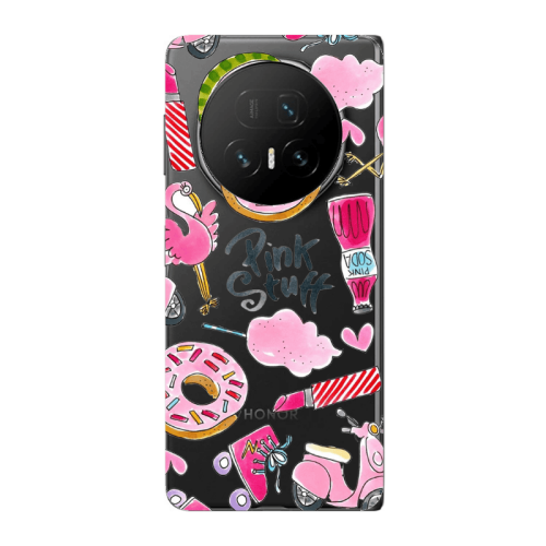 Honor Magic V5 pink stuff Transparent Silicone TPU Θήκη