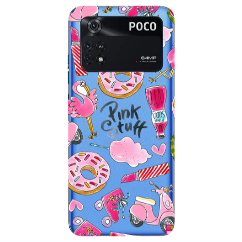 Xiaomi Poco M4 Pro 4G pink stuff Transparent Silicone TPU Θήκη