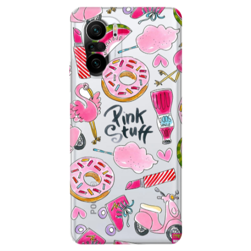 Xiaomi Poco F3 pink stuff Transparent Silicone TPU Θήκη