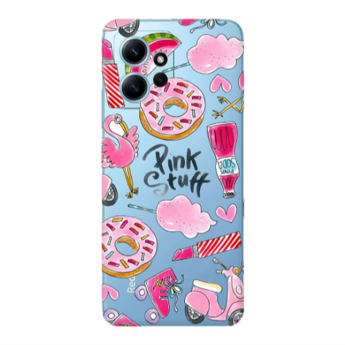 Xiaomi Redmi Note 12 4G pink stuff Transparent Silicone TPU Θήκη