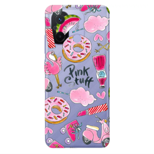 Xiaomi Redmi 12C pink stuff Transparent Silicone TPU Θήκη