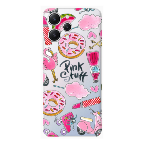 Xiaomi Redmi 12 pink stuff Transparent Silicone TPU Θήκη