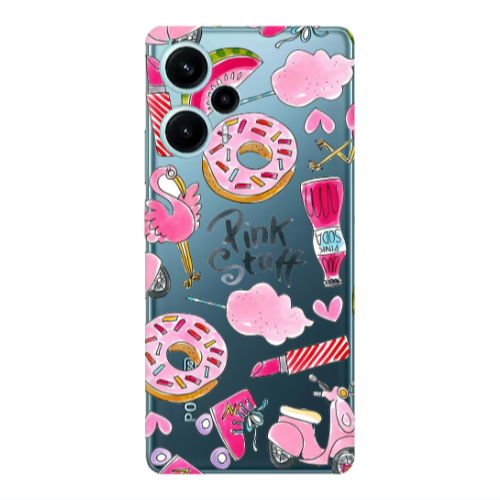 Xiaomi Poco F5 pink stuff Transparent Silicone TPU Θήκη