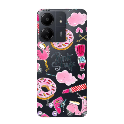 Xiaomi Redmi 13C pink stuff Transparent Silicone TPU Θήκη