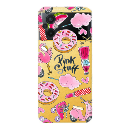 Xiaomi Poco M5 pink stuff Transparent Silicone TPU Θήκη