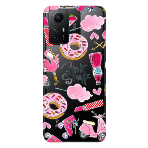 Xiaomi Redmi Note 12s pink stuff Transparent Silicone TPU Θήκη