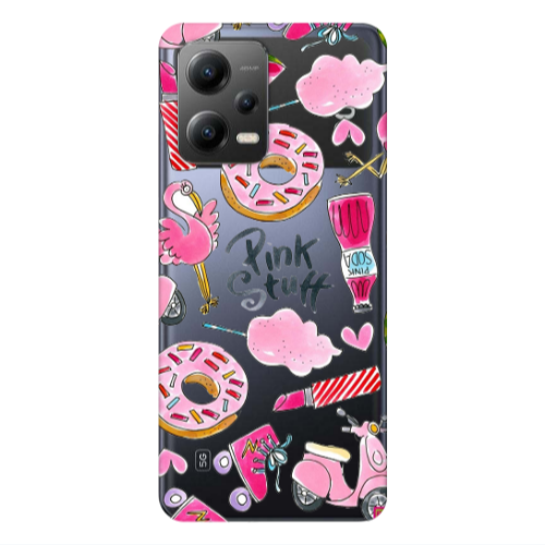 Xiaomi Poco X5 pink stuff Transparent Silicone TPU Θήκη
