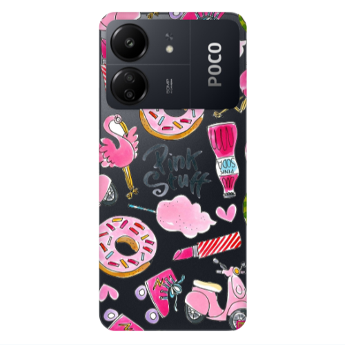 Xiaomi Poco C65 pink stuff Transparent Silicone TPU Θήκη