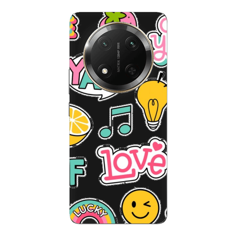 Honor Magic 7 Lite Cute desing Black Colored Silicone TPU Θήκη