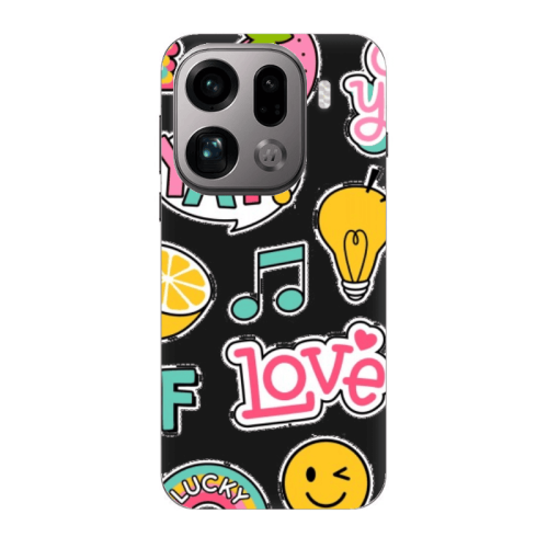 Oppo Find X9 Pro Cute desing Black Colored Silicone TPU Θήκη