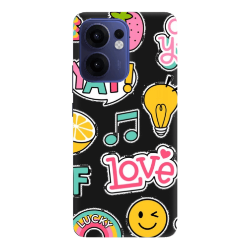 Oppo Reno13 FS Cute desing Black Colored Silicone TPU Θήκη