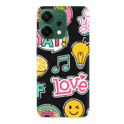 Oppo RENO 14 Cute desing Black Colored Silicone TPU Θήκη