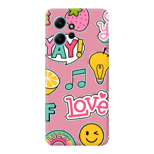 Xiaomi Redmi Note 12 4G Cute desing Pink Colored Silicone TPU Θήκη