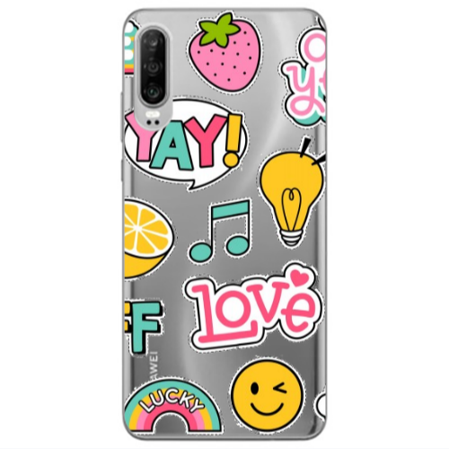 Huawei P30 Cute desing Transparent Silicone TPU Θήκη
