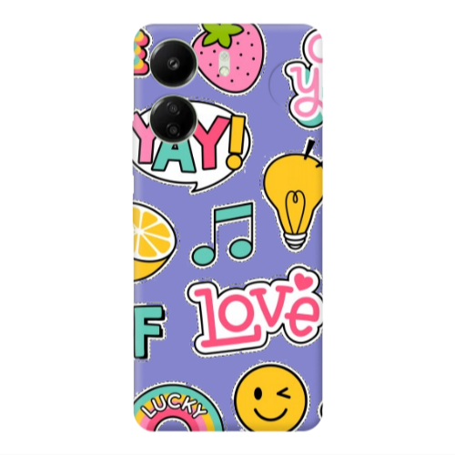 Xiaomi Redmi 13C Cute desing Purple Colored Silicone TPU Θήκη