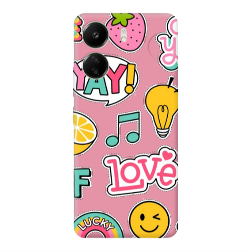 Xiaomi Redmi 13C Cute desing Pink Colored Silicone TPU Θήκη