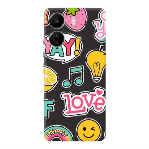 Xiaomi Redmi 13C Cute desing Black Colored Silicone TPU Θήκη