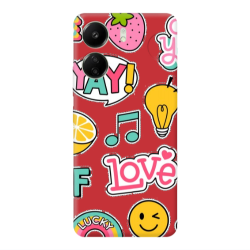 Xiaomi Redmi 13C Cute desing Red Colored Silicone TPU Θήκη