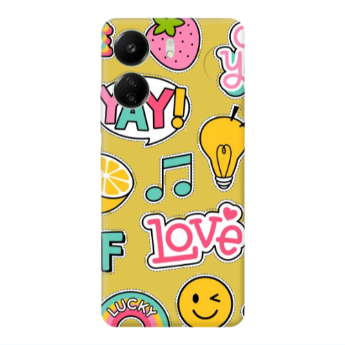 Xiaomi Redmi 13C Cute desing Yellow Colored Silicone TPU Θήκη
