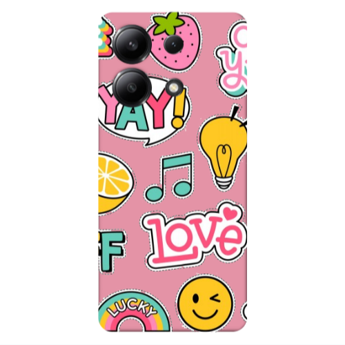 Xiaomi Redmi Note 13 4G Cute desing Pink Colored Silicone TPU Θήκη