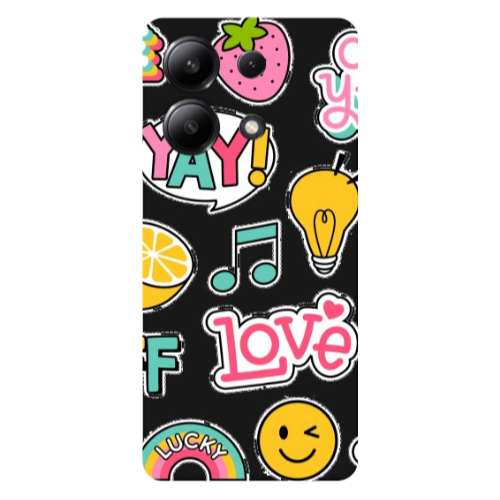 Xiaomi Redmi Note 13 4G Cute desing Black Colored Silicone TPU Θήκη