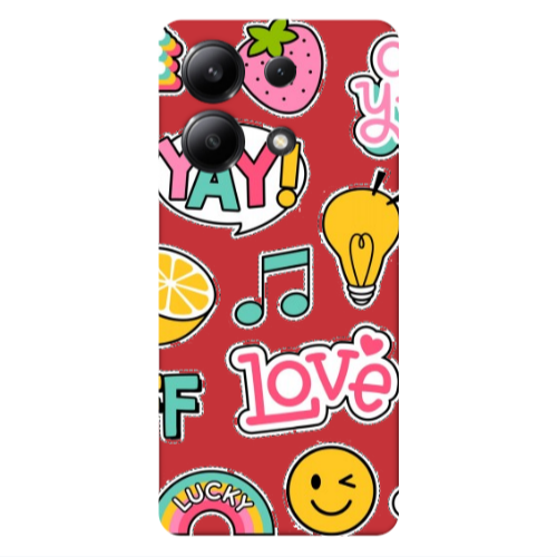 Xiaomi Redmi Note 13 4G Cute desing Red Colored Silicone TPU Θήκη