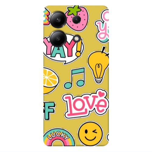 Xiaomi Redmi Note 13 4G Cute desing Yellow Colored Silicone TPU Θήκη