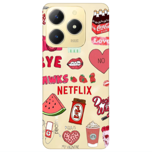 Realme C61 pizza is my valentine Transparent Silicone TPU Θήκη