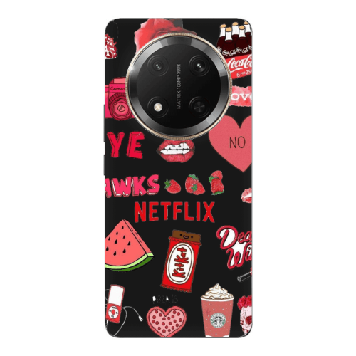 Honor Magic 7 Lite pizza is my valentine Black Colored Silicone TPU Θήκη