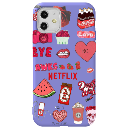 Apple iPhone 11  pizza is my valentine Purple Colored Silicone TPU Θήκη