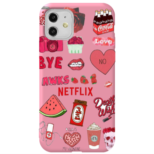 Apple iPhone 11  pizza is my valentine Pink Colored Silicone TPU Θήκη