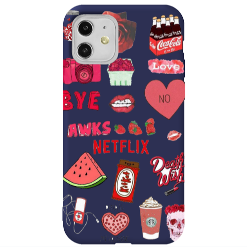 Apple iPhone 11  pizza is my valentine Dark blue Colored Silicone TPU Θήκη