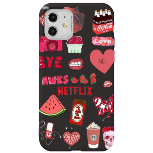 Apple iPhone 11  pizza is my valentine Black Colored Silicone TPU Θήκη