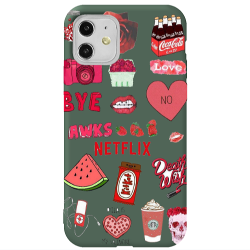 Apple iPhone 11  pizza is my valentine Dark Green Colored Silicone TPU Θήκη