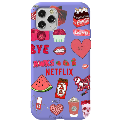 Apple iPhone 11 Pro pizza is my valentine Purple Colored Silicone TPU Θήκη
