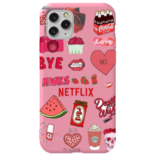 Apple iPhone 11 Pro pizza is my valentine Pink Colored Silicone TPU Θήκη