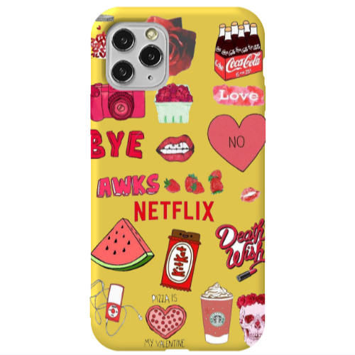 Apple iPhone 11 Pro pizza is my valentine Yellow Colored Silicone TPU Θήκη
