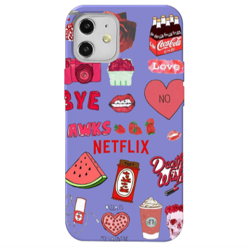 Apple iPhone 12 pizza is my valentine Purple Colored Silicone TPU Θήκη