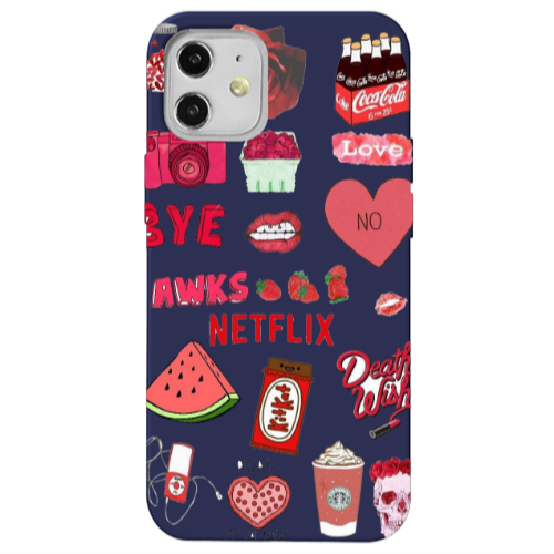 Apple iPhone 12 pizza is my valentine Dark blue Colored Silicone TPU Θήκη