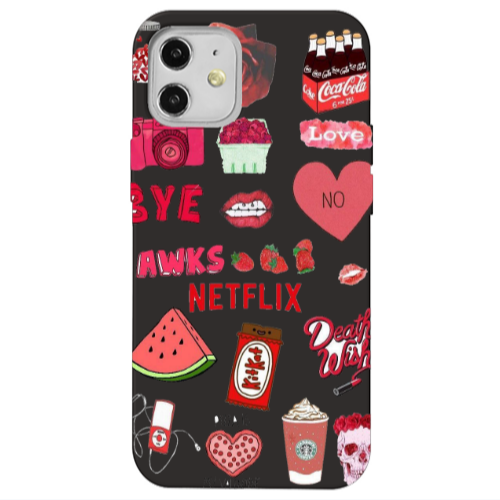 Apple iPhone 12 pizza is my valentine Black Colored Silicone TPU Θήκη
