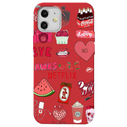 Apple iPhone 12 pizza is my valentine Red Colored Silicone TPU Θήκη