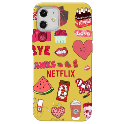 Apple iPhone 12 pizza is my valentine Yellow Colored Silicone TPU Θήκη
