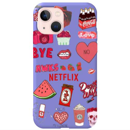 Apple iPhone 13 pizza is my valentine Purple Colored Silicone TPU Θήκη