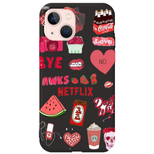 Apple iPhone 13 pizza is my valentine Black Colored Silicone TPU Θήκη