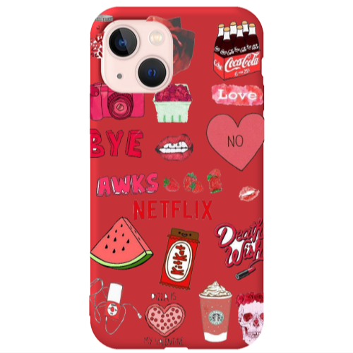 Apple iPhone 13 pizza is my valentine Red Colored Silicone TPU Θήκη